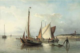 Nicolaas Riegen - Sailing vessels in calm waters