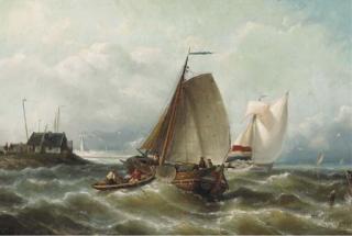 Nicolaas Riegen - Shipping On Choppy Waters By A Coast