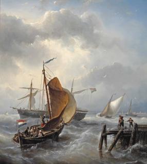 Nicolaas Riegen - Ships near the harbour entrance