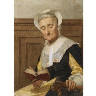 nicolaas van der waay - An Elderly Lady Reading