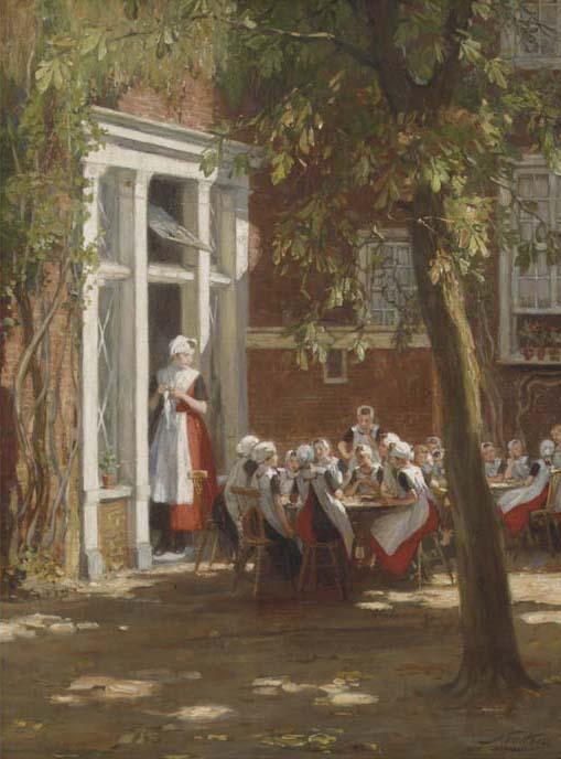 Nicolaas Van Der Waay - In The Courtyard On A Sunny Afternoon
