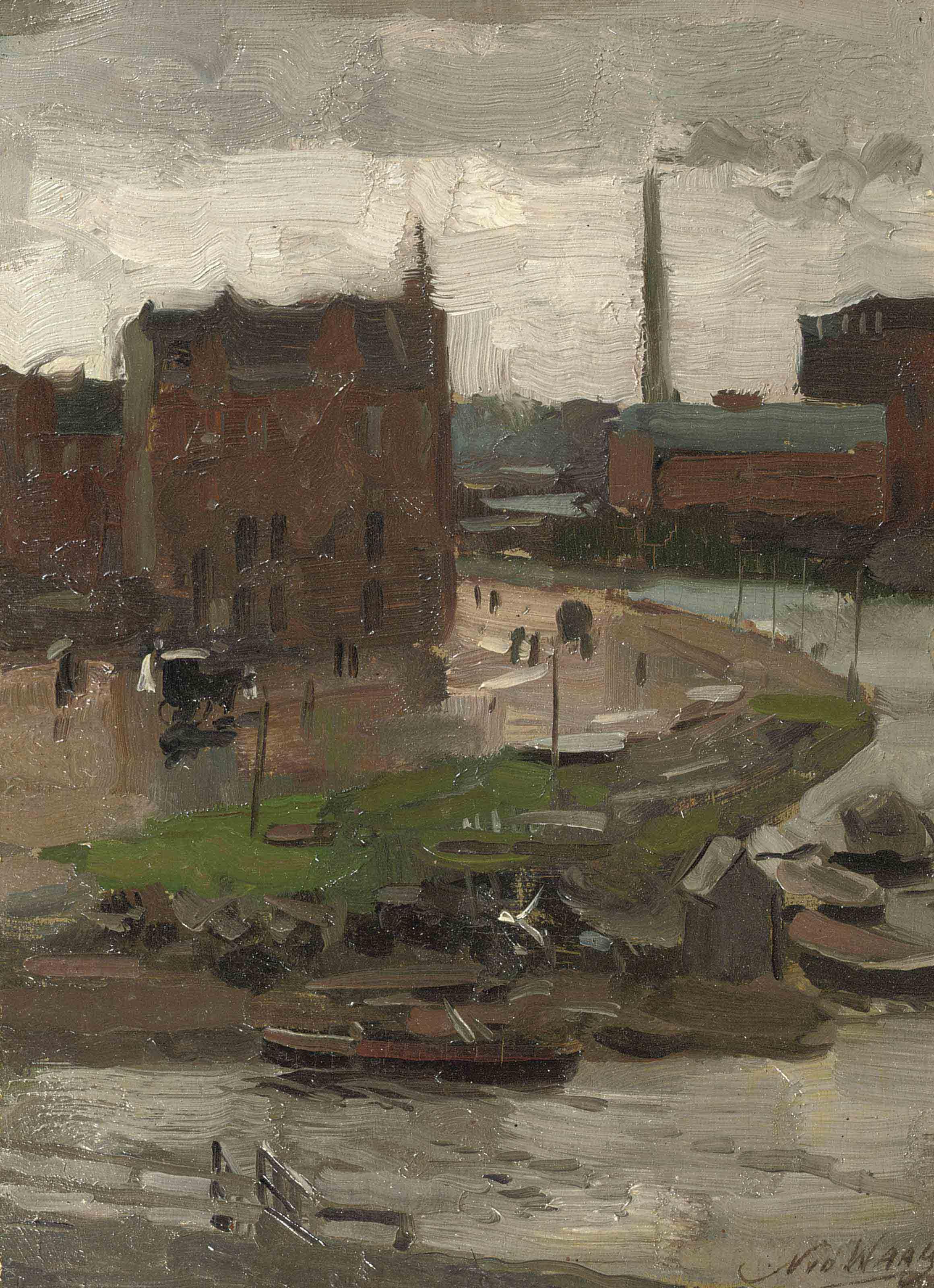 Nicolaas van der Waay - Stadsgezicht Nassaukade bij Overtoom