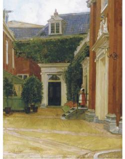 Nicolaas Van der Waay - The courtyard of the Burgerweeshuis, Amsterdam