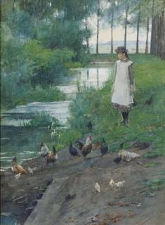 Nicolaas Van Der Waay - Zuidelijke Wandelweg Amsterdam: a girl returning home from school