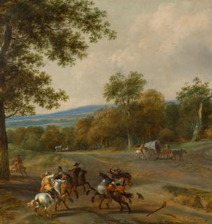 Nicolaes Berchem - Landschaft mit Überfall