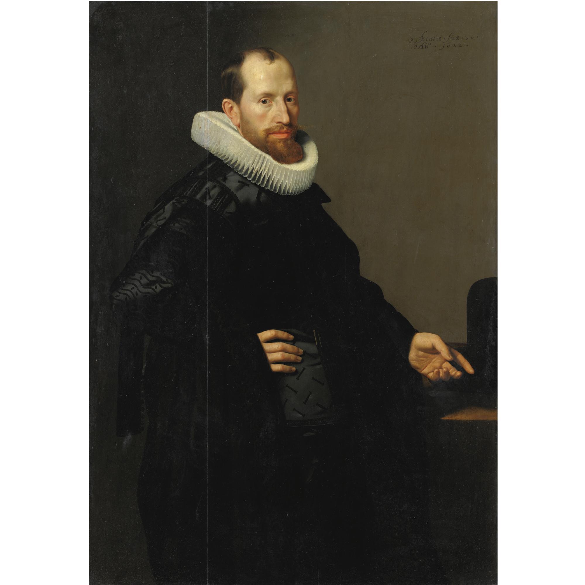 Nicolaes Eliasz. Pickenoy - Portrait Of A Gentleman, Three Quarter Length, At The Age Of Thirty-Six