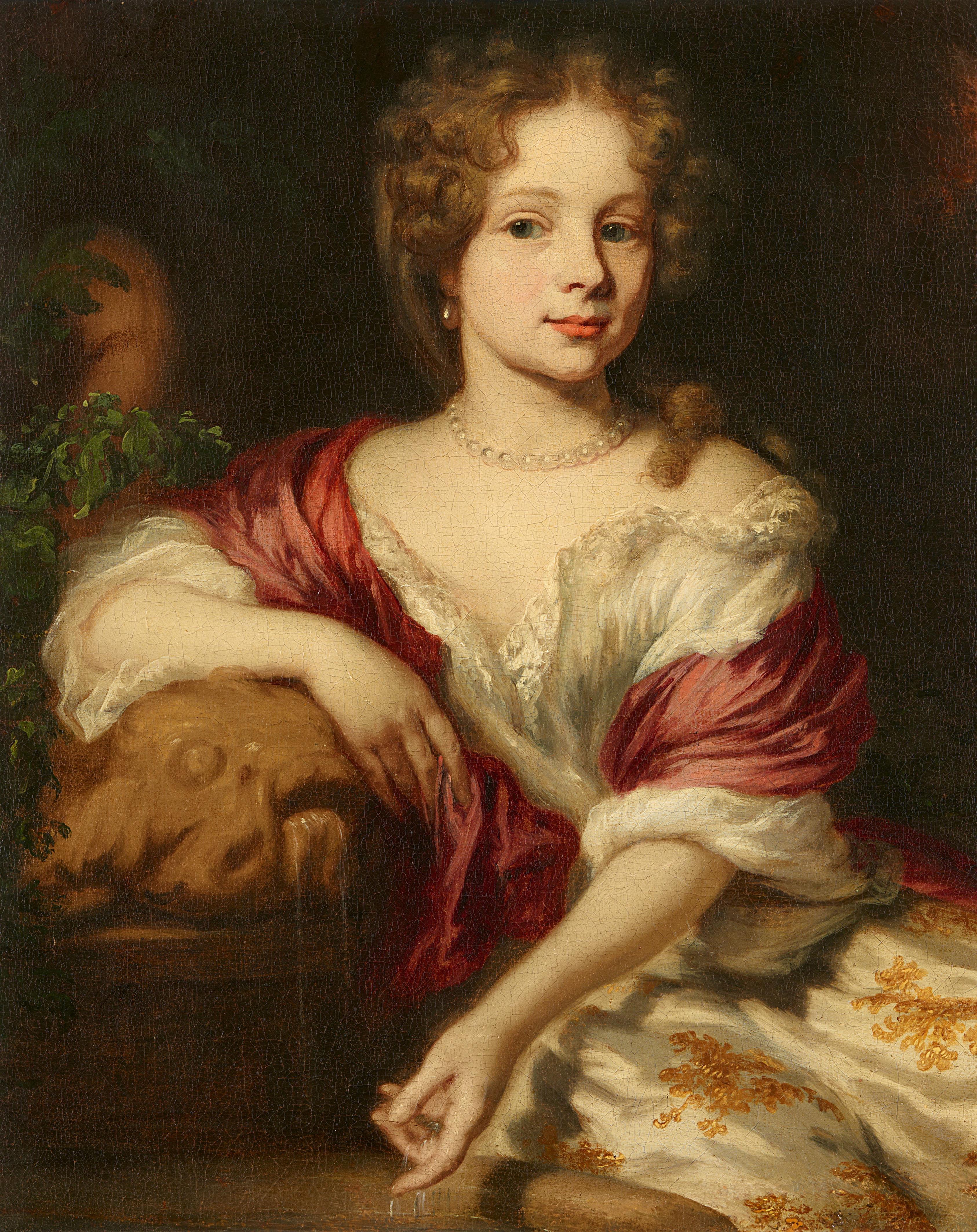 Nicolaes Maes - Bildnis eines Mädchens an einem Wasserspiel