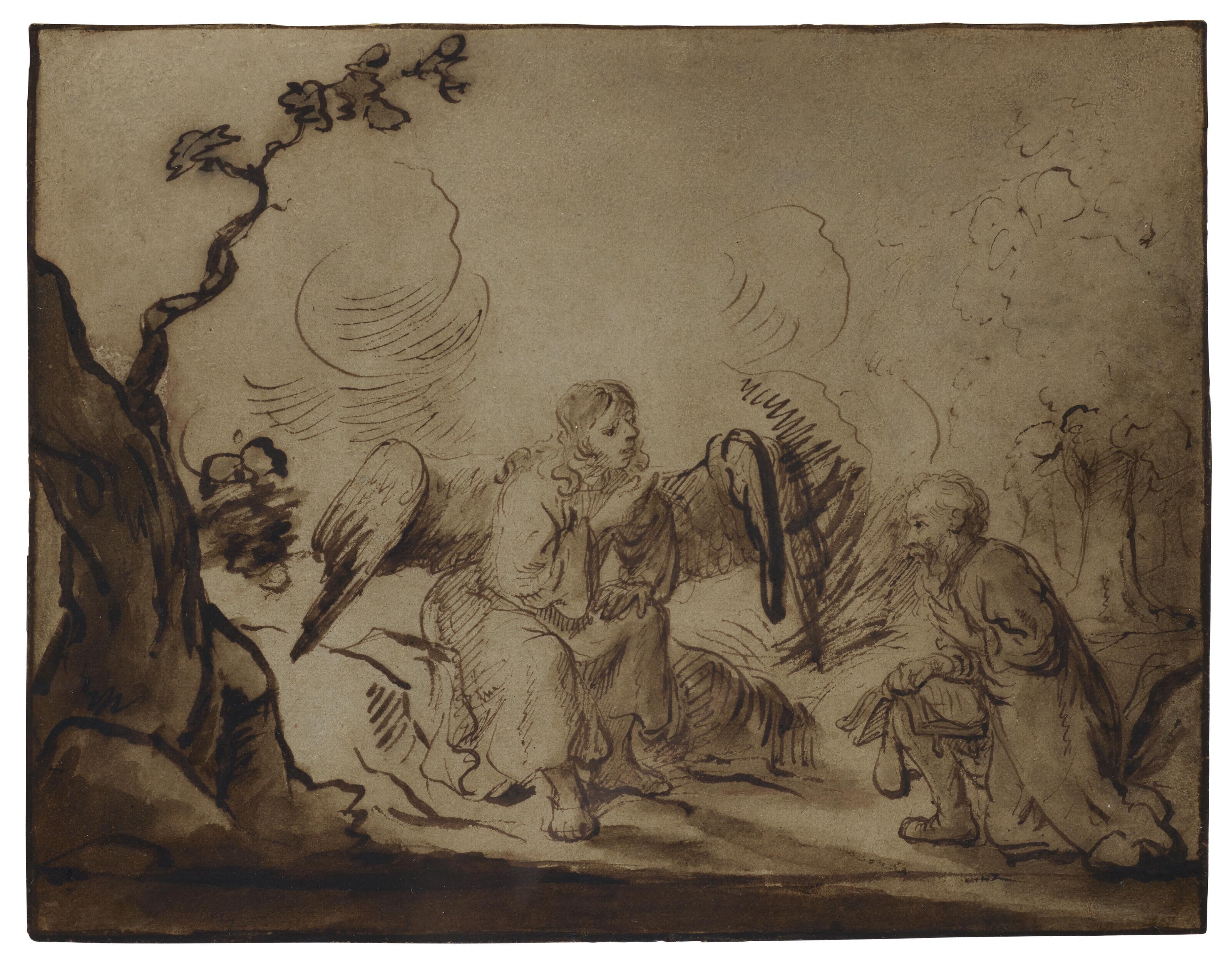 Nicolaes Maes - Elijah and the angel in the desert