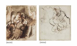 Nicolaes Maes - Isaac blessing Jacob (recto); Study for the figure of Abraham in the Sacrifice of Isaac (verso)