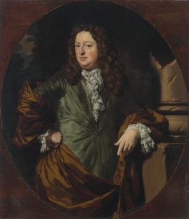 Nicolaes Maes - Portrait of a man, three-quarter-length, leaning on a broken column, traditionally identified as Count Borchgrave
