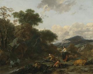 Nicolaes Pietersz. Berchem - A Landscape With Figures