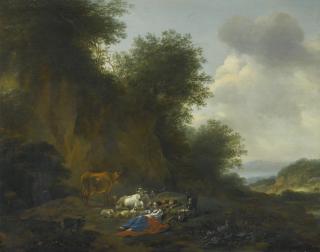 Nicolaes Pietersz. Berchem - Landscape With A Shepherd And Shepherdess At Rest