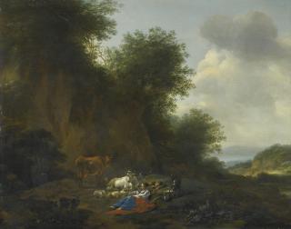 Nicolaes Pietersz. Berchem - Landscape With A Shepherd And Shepherdess At Rest