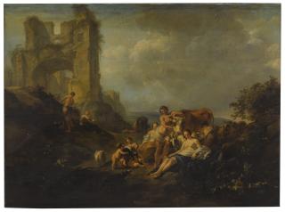 Nicolaes Pietersz. Berchem - The Infant Jupiter Suckled By A Goat