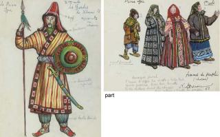 Nicolai Aleksandrovich Benua - A Group of Five Costume Designs for Prince Igor