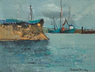 Nicolai Cikovsky - Oak Bluffs Harbor with Moored Boats