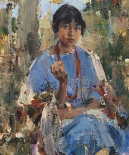 Nicolai Fechin - Indian Girl in Blue Dress