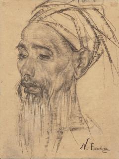 Nicolai Fechin - Portrait of a Balinese Man 16 3/4 x 12 3/4 in. framed 27 x 22 1/2 in.