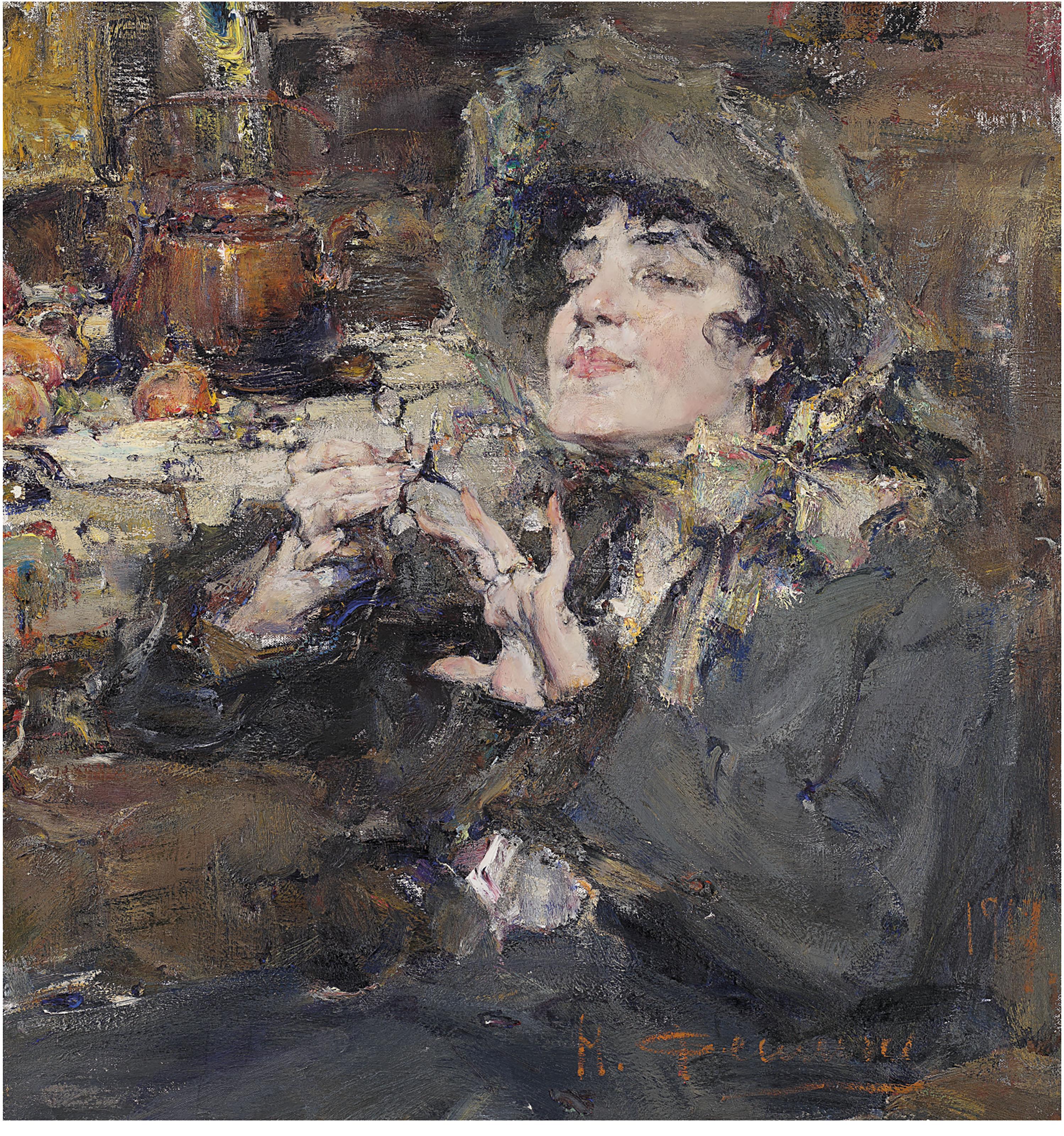 Nicolai Fechin - The Manicure. Portrait of Mademoiselle Girmond