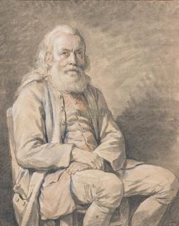 Nicolas-Bernard Lepicié - A bearded man, three-quarter-length, seated with his hands folded in his lap