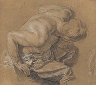 Nicolas-Bernard Lépicié - A nude man leaning foward, turned to the right