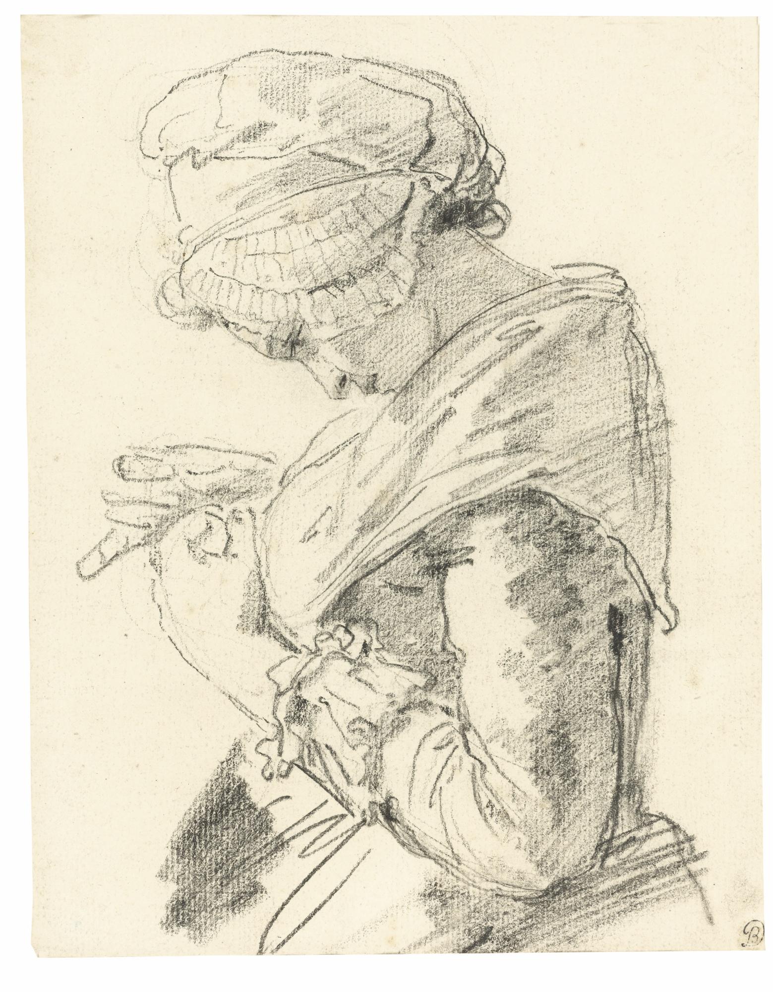 Nicolas-Bernard Lépicié - A Young Woman, Seen In Profile, Half-Length, Sewing