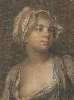 Nicolas Bernard Lépicié - Buste de jeune fille portant un bonnet
