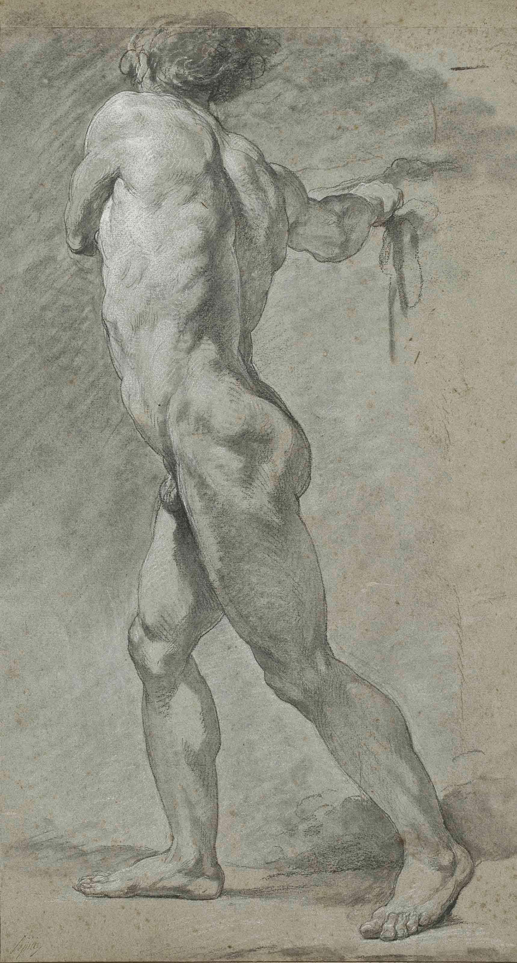 Nicolas-Bernard-Michel Lépicié - A standing male nude, seen in profile, turned to the right