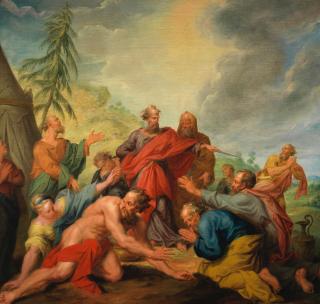 Nicolas Bertin - Moses, assisted by Aaron, rebuking the Israelites