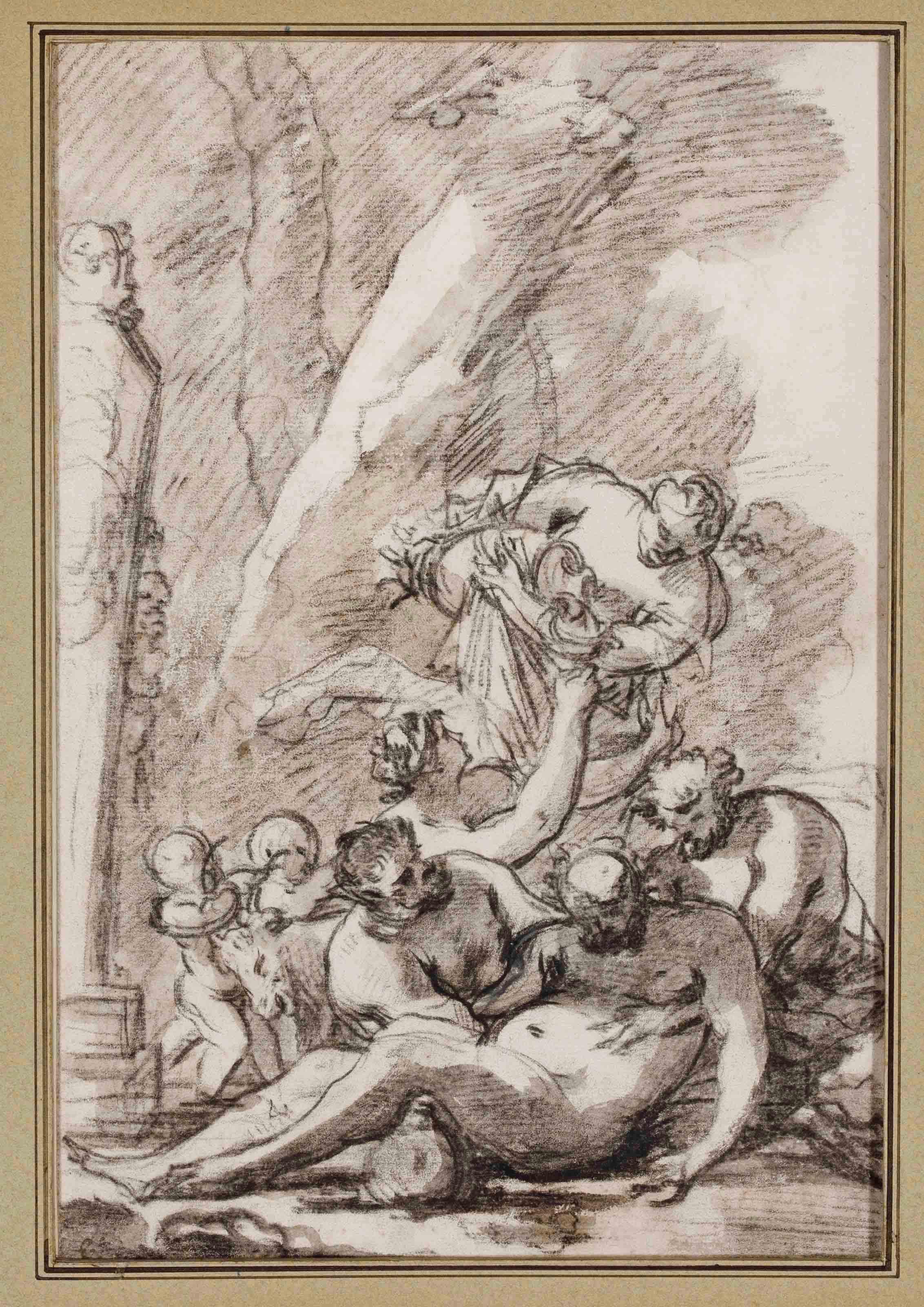 Nicolas Chaperon - Silène ivre soutenu par deux faunes