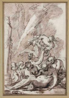 Nicolas Chaperon - Silène ivre soutenu par deux faunes