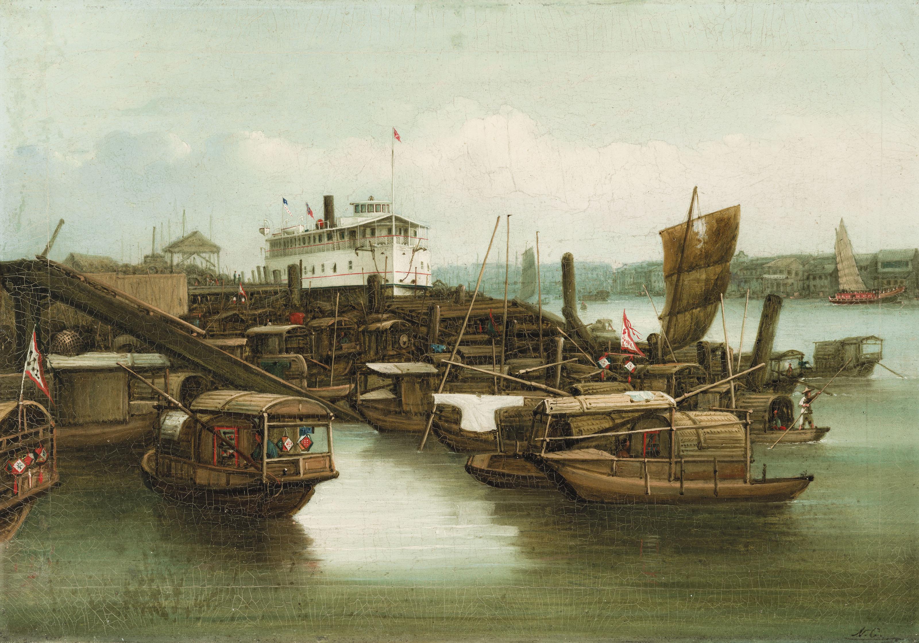 Nicolas Chevalier - The steamer ‘Honam’ at the Kowloon docks