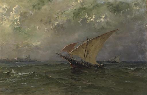 Nicolas de Corsi - Sailing boats near the coast of Venice