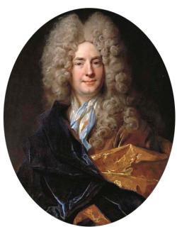 Nicolas de Largillière - Portrait of A Gentleman, Half-Length, In A Blue Velvet Mantle With Gold Lining And A White Shirt With A Lace Collar