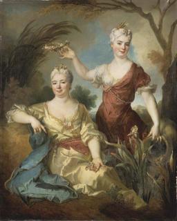 Nicolas de Largillierre - Portrait de La Baronne Le Leu D\'Aubilly Et de Sa Fille, Madame de Guinaumont