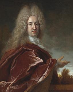 Nicolas de Largillierre - Portrait of Walter Krüger (1684-1735), standing half-length, in a red robe