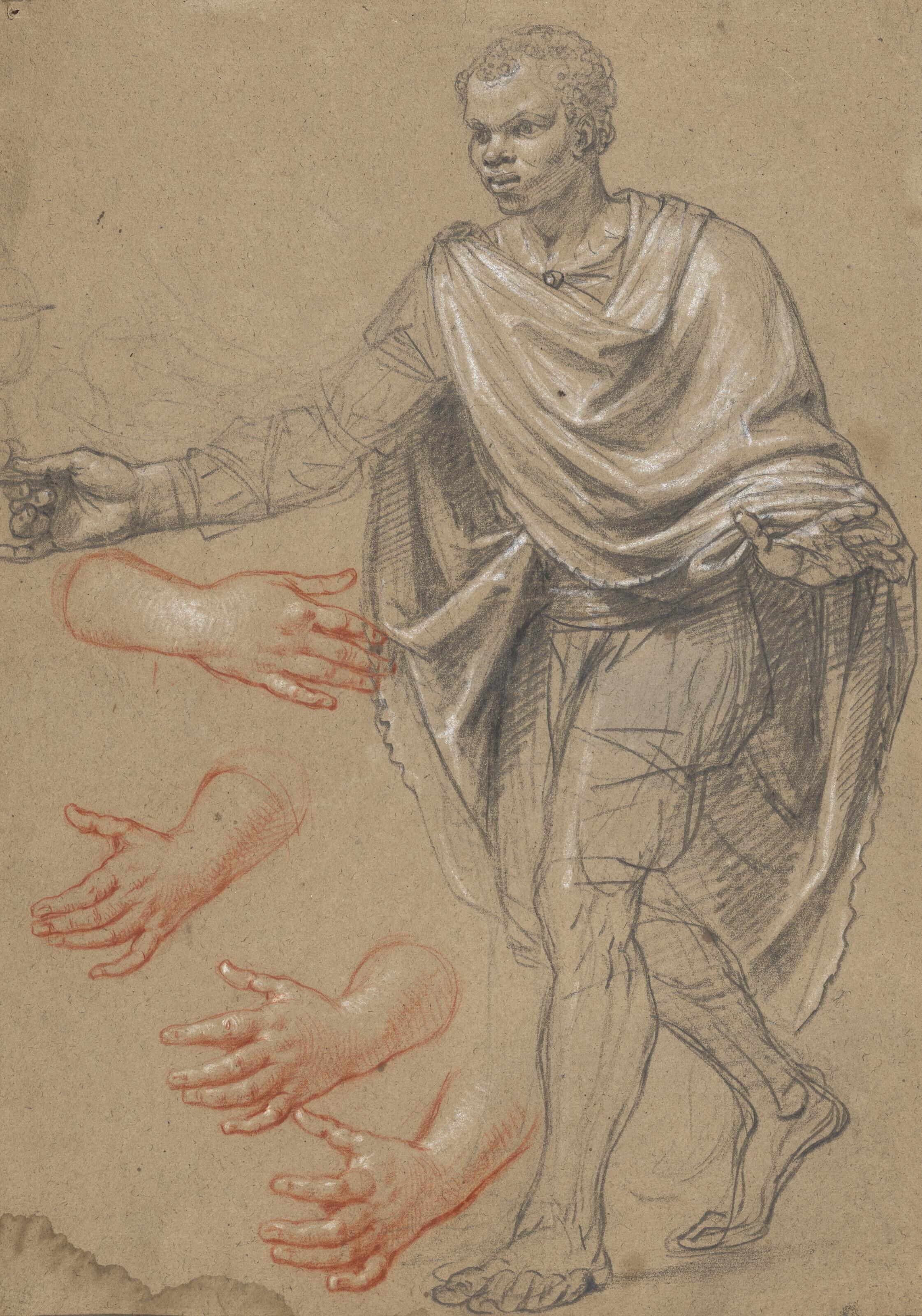 Nicolas De Plattemontagne - Étude pour la figure du roi Balthazar et études subsidiaires des mains