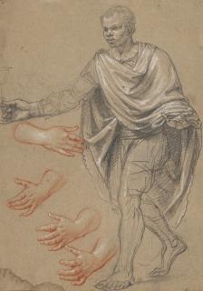 Nicolas De Plattemontagne - Étude pour la figure du roi Balthazar et études subsidiaires des mains