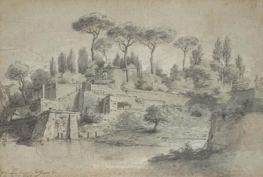 Nicolas Delobel - Un paysage italien avec des jardins en terrasses