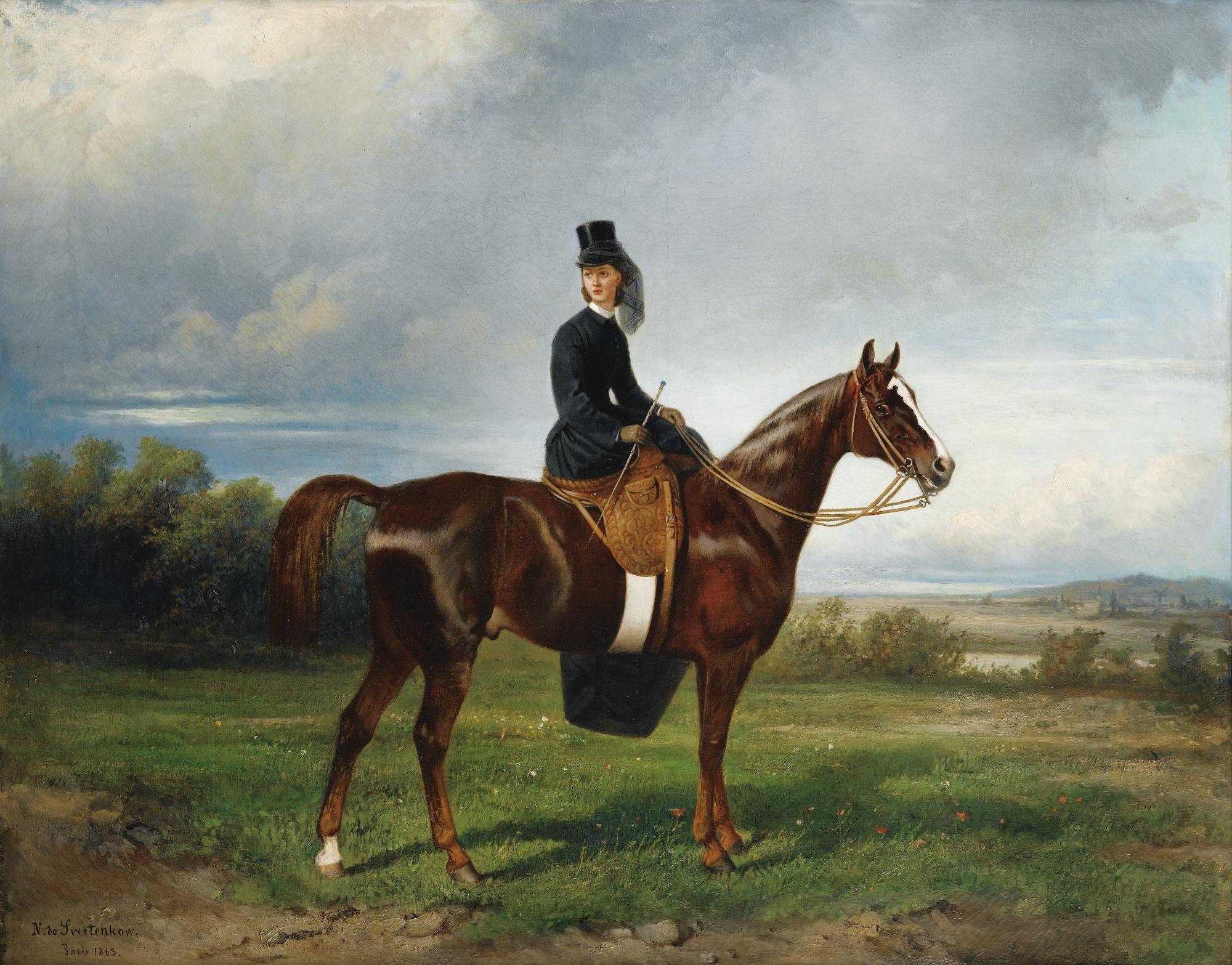 Nicolas-Egorovitch Sverchkov - Portrait De Seymourina Montant Tattersalls