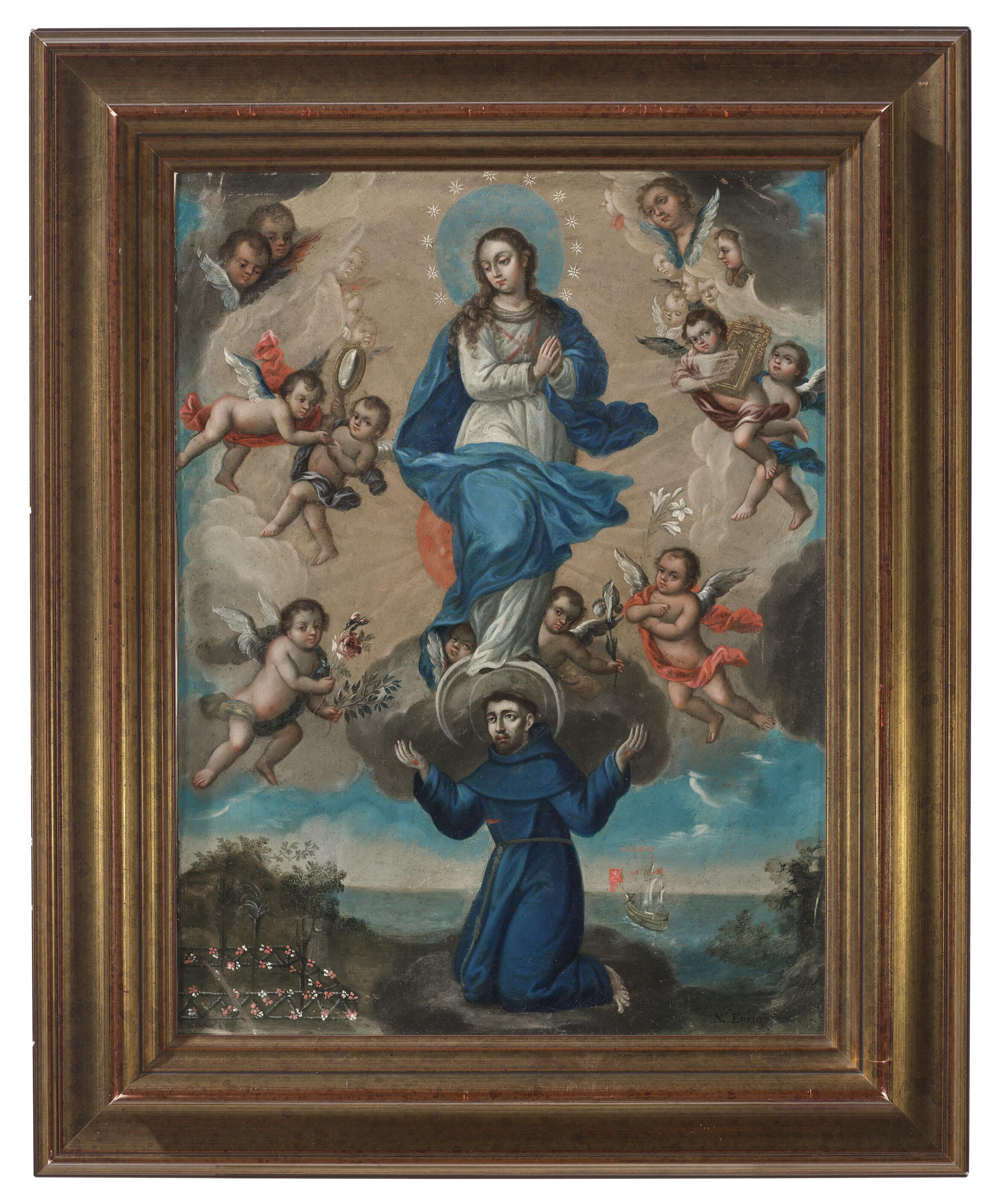 Nicolás Enríquez - Immaculate Conception with Saint Francis and Angels