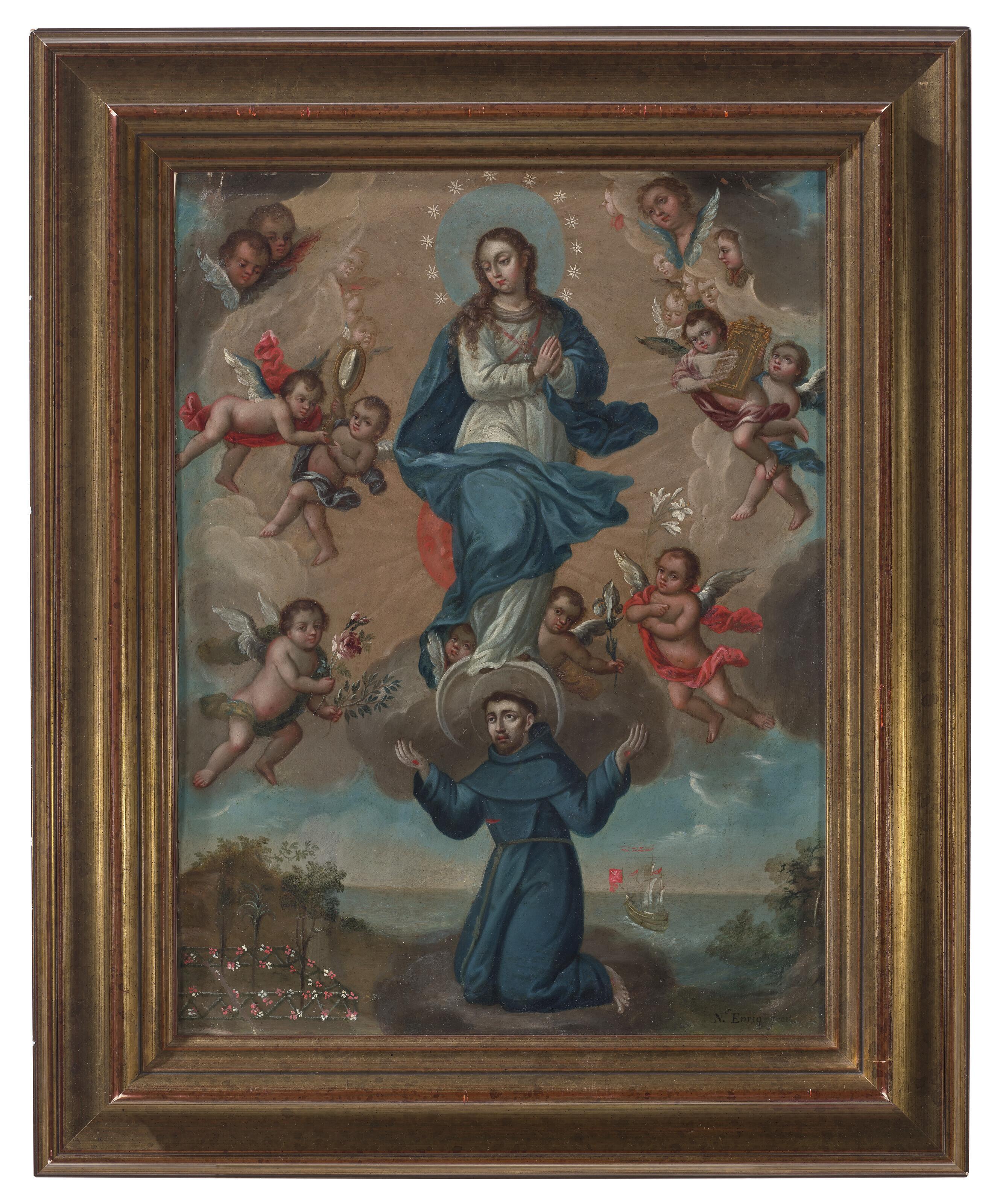 Nicolás Enríquez - Immaculate Conception with Saint Francis and Angels