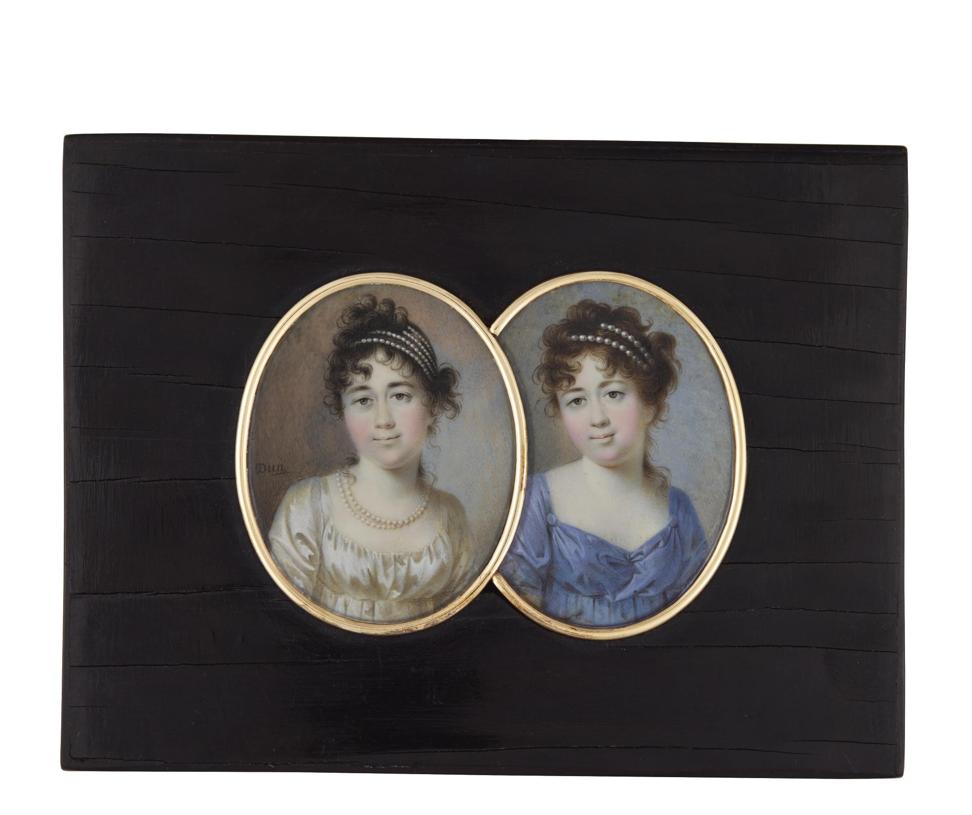 Nicolas François Dun - A Pair Of Portraits Of Two Sisters, Circa 1810