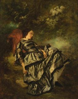 Nicolas Francois Octave Tassaert - A lady reclining beneath a tree