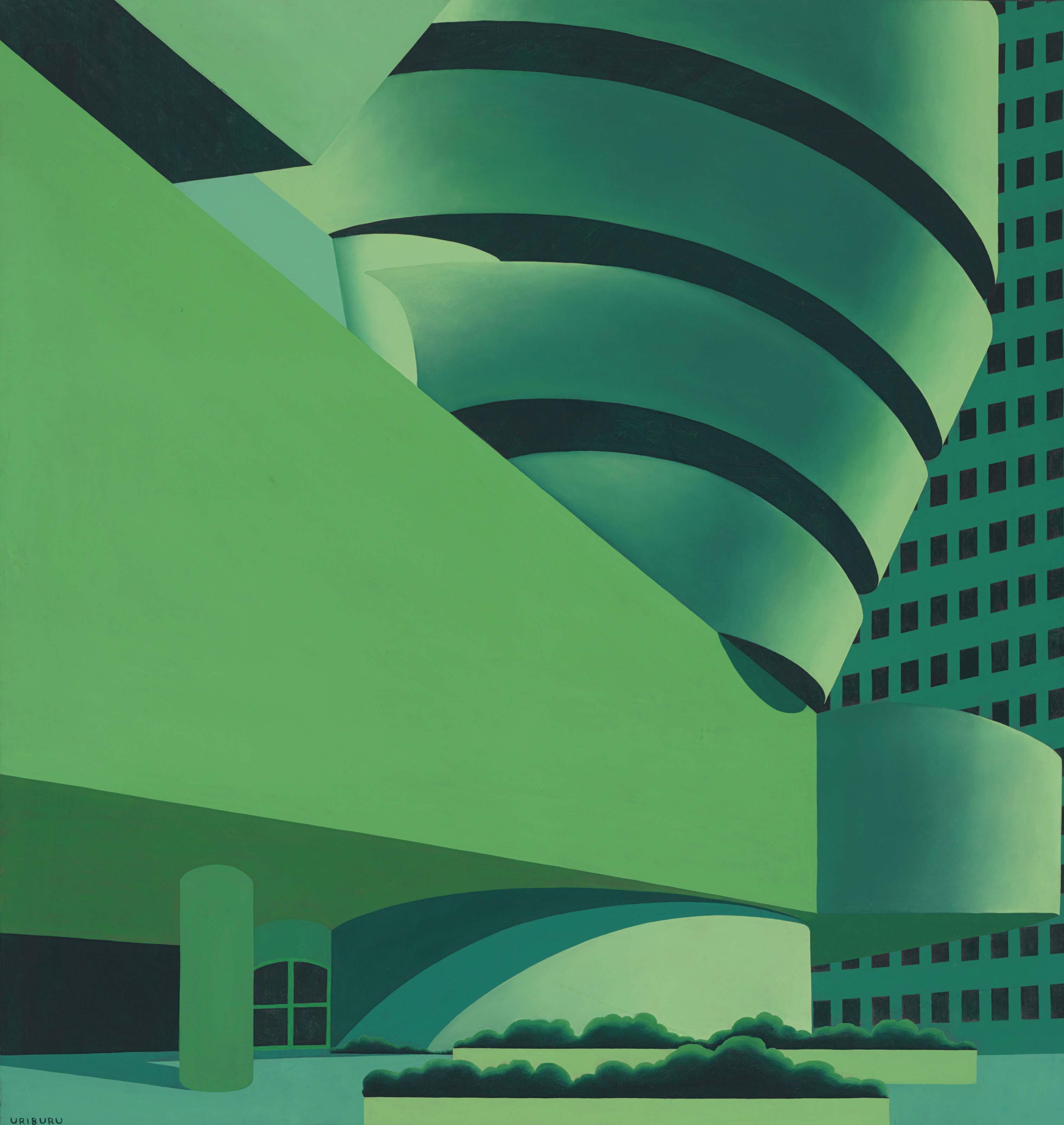 Nicolás García Uriburu - Untitled (Guggenheim Museum from the Green Series)