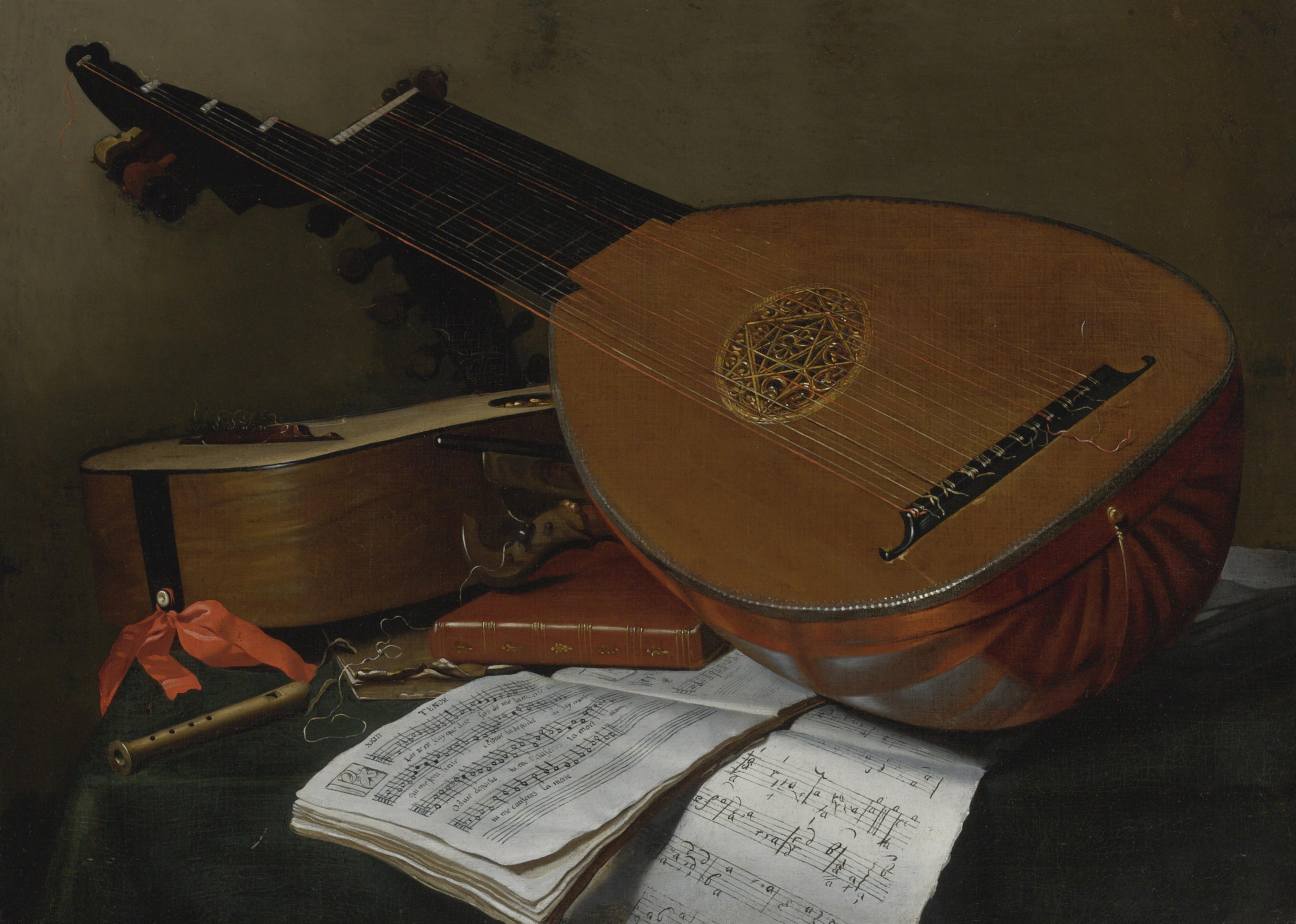 Nicolas-Henry Jeaurat De Bertry - Still Life With A Lute And A Guitar