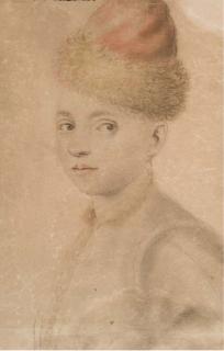 Nicolas Lagneau - Portrait de Jeune Homme, En Buste, Portant Un Bonnet Rouge Bordé de Fourrure Et Une Boucle D\'Oreille