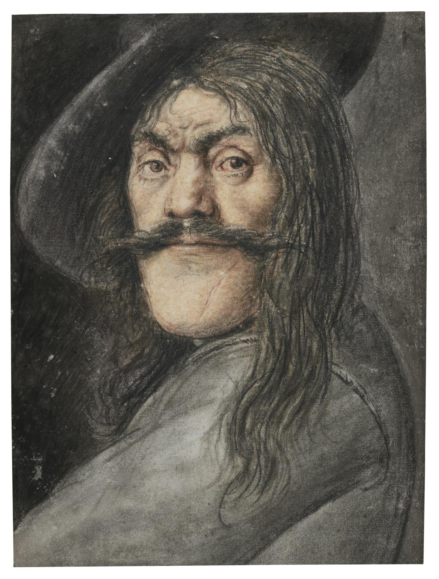 Nicolas Lagneau - Portrait Of A Moustachioed Man Wearing A Hat