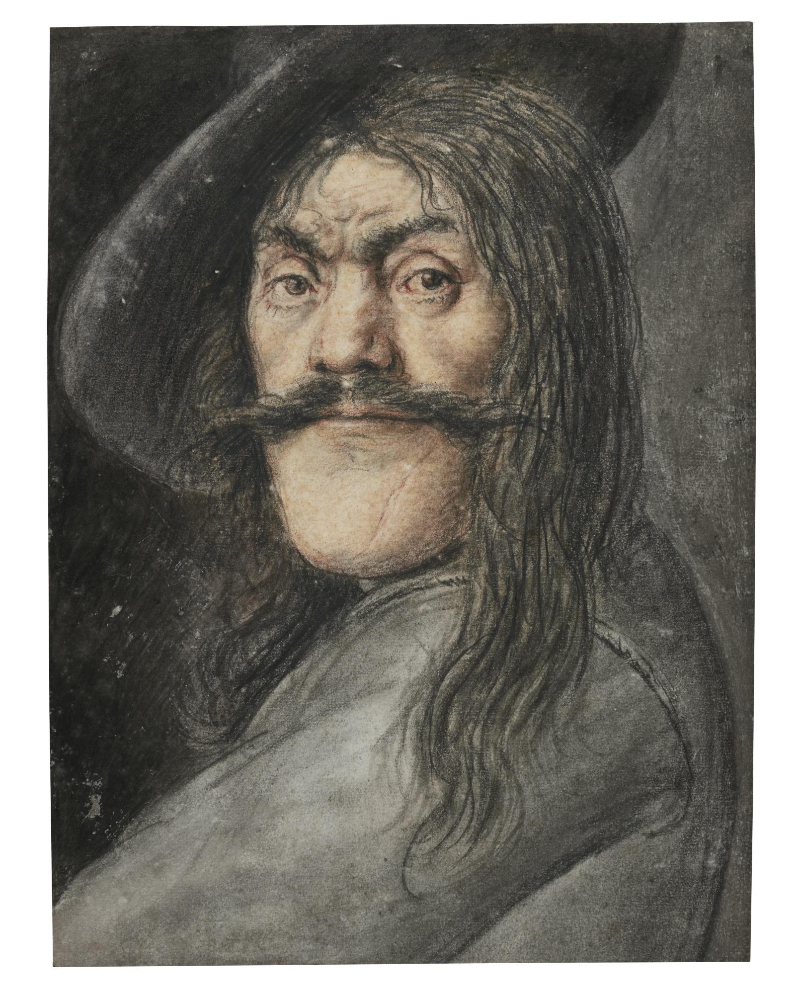 Nicolas Lagneau - Portrait Of A Moustachioed Man Wearing A Hat