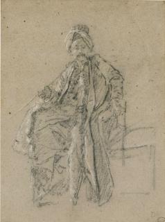 Nicolas Lancret - A Seated Persian Smoking A Long Pipe